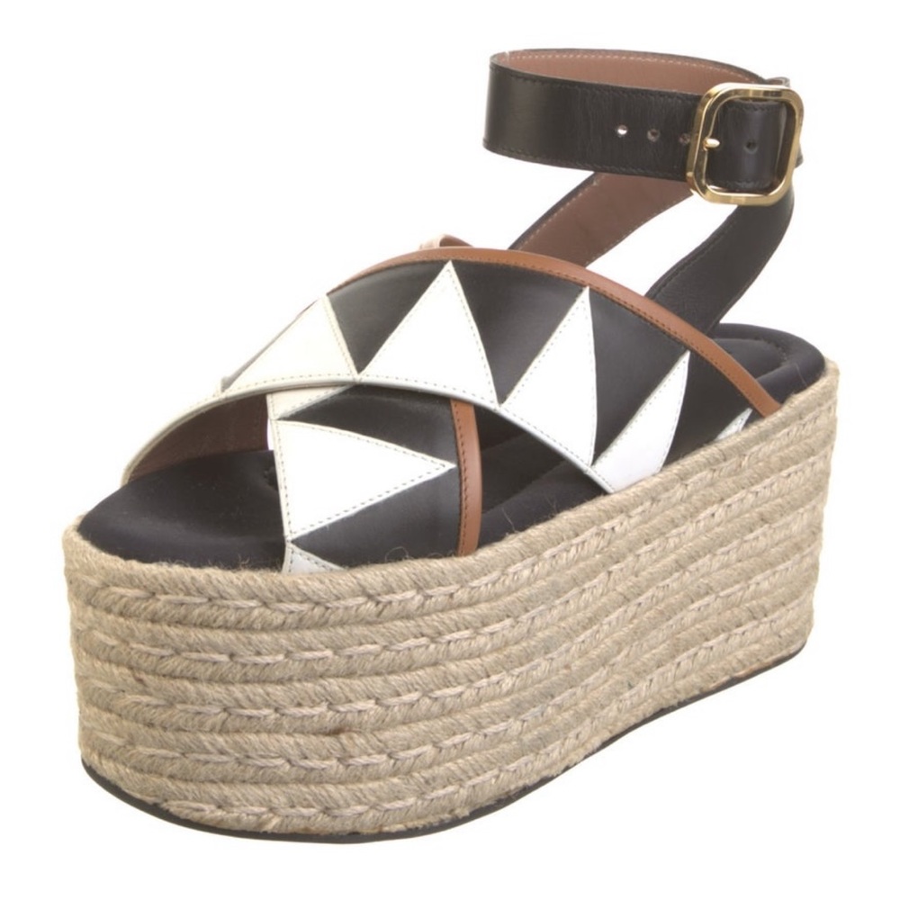 MARNI size 37 chevron platform espadrille sandal